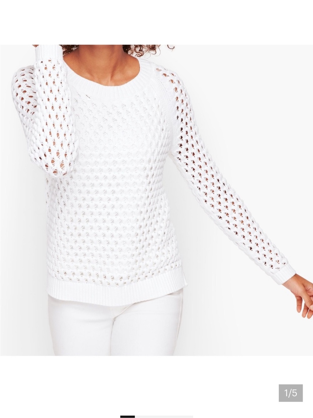 American Eagle Outfitters White Crochet Sweater Size L